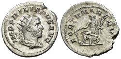 Ancient Coins - Philip I (AD 244-249) AR Antoninianus. Rome 247-249. R/ FORTUNA