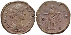 Ancient Coins - Lucilla (Augusta, AD 164-182). Æ Sestertius. Rome, c. 164-9. R/ PIETAS