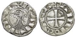 Ancient Coins - Crusaders, Antioch. Bohemund III (1163-1201). AR Denier. Helmeted and mailed head R/ Cross pattée