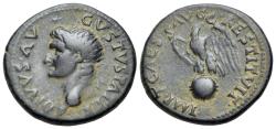 Ancient Coins - Divus Augustus (died AD 14). Æ As. Rome, restitution issue under Titus, AD 80/1. R/ EAGLE on GLOBE
