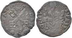 World Coins - Italy, PAPAL STATE Bologna, 15th cent. BI Quattrino. Arms over keys. R/ St. Petronius