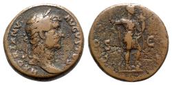 Ancient Coins - Hadrian (117-138). Æ As - R/ Roma standing