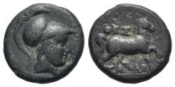 Ancient Coins - Thessaly, Thessalian League, c. 196-27 BC. Æ 19mm. Ippaitas, magistrate.  R/ Horse advancing