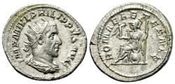 Ancient Coins - Philip I (AD 244-249). AR Antoninianus R/ ROMA SEATED