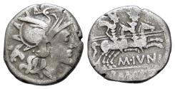 Ancient Coins - ROME REPUBLIC M. Iunius Silanus, 145 BC. AR Denarius. R/ Dioscuri