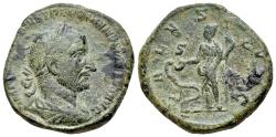 Ancient Coins - Trebonianus Gallus (AD 251-253). Æ Sestertius. Rome mint, 3rd officina. 1st emission, mid-late AD 251. R/ SALUS