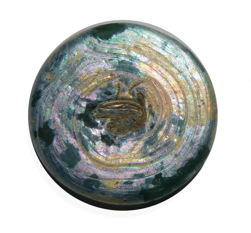 Islamic Abbasid Large Glass Weight For Ratl Kabir 76mm 121 00 Gr Green Emerald And Acquamarine Intact Stunning Very Rare