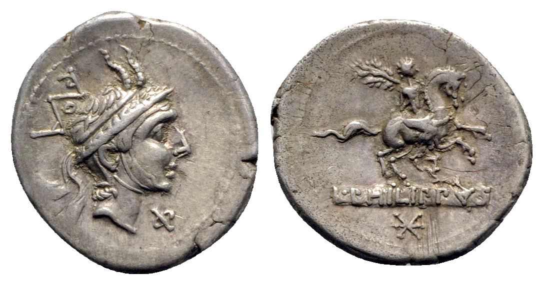 Roman Republic - L. Philippus, Rome, 113-112 BC. AR Denarius | Roman ...