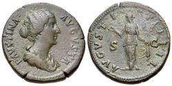 Ancient Coins - Faustina Junior (Augusta, 147-175). Æ Sestertius. Rome, c. 154-7. R/ SPES