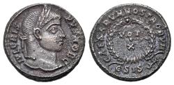 Ancient Coins - Crispus (As Caesar, AD 316-326). Æ Nummus. Siscia mint, 4th officina. Struck under Constantine I, AD 321-324. R/ VOT/ X