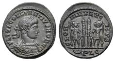 Ancient Coins - Constantius II (as Caesar, AD 316-337), BI Nummus. Lugdunum, AD 332. EXTREMELY RARE