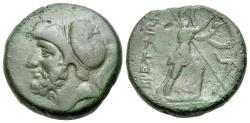 Ancient Coins - ITALY. Bruttium, The Brettii (Circa 208-203 BC). Æ Double or Didrachm. R/ ATHENA