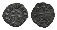 World Coins - ITALY, Brindisi. Corrado I (1250-1254). BI Half Denaro with RX RARE