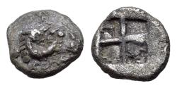 Ancient Coins - Troas, Kebren, 5th century BC. AR Hemiobol. Ram’s head