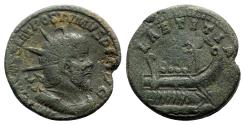 Ancient Coins - Postumus (260-269). Æ Sestertius. Treveri, AD 261. R/ GALLEY