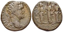 Ancient Coins - Septimius Severus (AD 193-211). AE Sestertius R/ The three Monetae