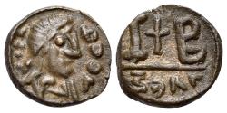 Ancient Coins - Maurice Tiberius or Phocas, contemporary imitation of Æ 12 Nummi of Alexandria mint. R/ Cross between I-B