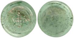 Ancient Coins - BYZANTINE EMPIRE, circa 6th century AD. Glass Weight.  Uncertain, city prefect (eparch). Cruciform monogram