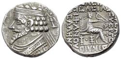 Ancient Coins - Kings of Parthia, Phraatakes (c. 2 BC-AD 4). BI Tetradrachm. Seleukeia on the Tigris, year 311 (1 BC).  R/ Archer (Arsakes I) seated
