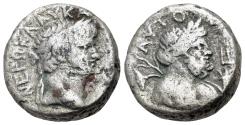 Ancient Coins - EGYPT, Alexandria. Nero (AD 54-68). BI Tetradrachm. Dated RY 10 (AD 63/4) R/ Bust of Nilus