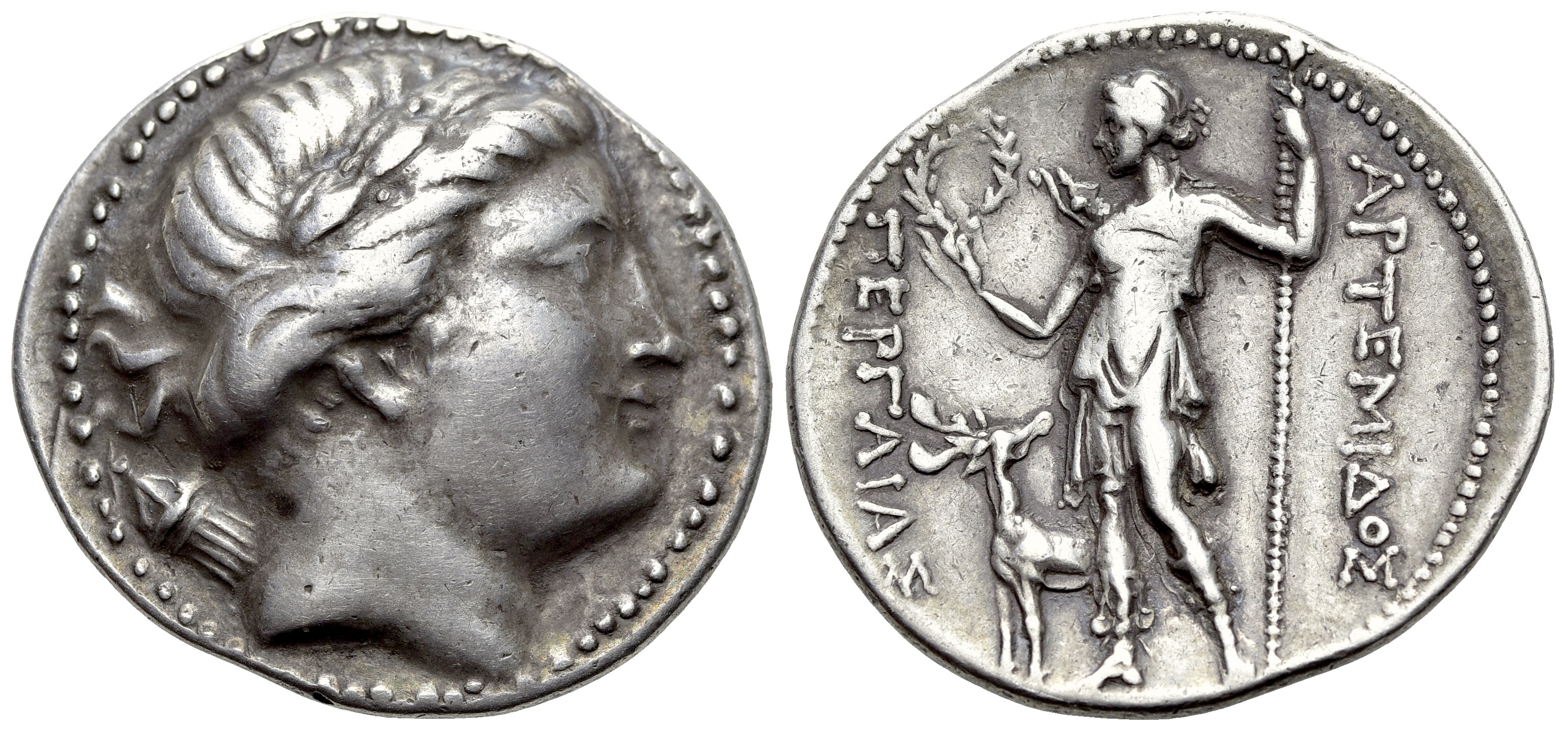 Pamphilia, Perge AR Tetradrachm circa 250 R/ Artemis standing. From the ...
