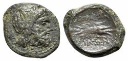 Ancient Coins - Sicily, Akragas, c. 300-287 BC. Æ - Zeus / Thunderbolt - RARE