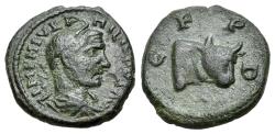Ancient Coins - Philip I (AD 244-249). Deultum, Thrace. Æ 16mm R/ C F P D around forepart of Bull