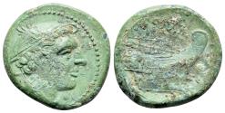 Ancient Coins - ROME REPUBLIC Anonymous, Rome, 217-215 BC. Æ Semuncia. Head of Mercury  R/ PROW