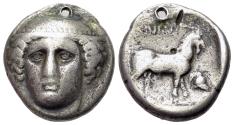Ancient Coins - THRACE, Ainos. Circa 372/1-370/69 BC. AR Tetradrachm. Head of Hermes  R/ GOAT