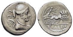 Ancient Coins - ROME REPUBLIC T. Carisius, Rome, 46 BC. AR Denarius. R/ Victory driving quadriga
