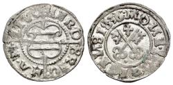 World Coins - Livonia, Herman von Bruggeney (1535-1547). BI Schilling 1536, Riga. Arms. R/ Crossed keys