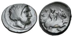 Ancient Coins - Thessaly, Krannon, c. 400-300 BC. Æ Dichalkon. R/ Horseman