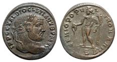 Ancient Coins - Diocletian (284-305). Æ Follis - Thessalonica - R/ Genius