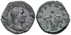Ancient Coins - Philip I ( AD 244-249) Æ Sestertius. Struck 247-249 AD. R/ LAETITIA