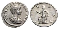Ancient Coins - Geta (Caesar, 198-209). AR Denarius - Laodicea - R/ Pietas