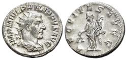 Ancient Coins - Philip I (244-249). AR Antoninianus. Rome, AD 246. R/ Aequitas , holding scales and cornucopia.