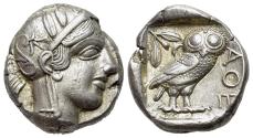 Ancient Coins - Attica, Athens (circa 454-404 BC) AR Tetradrachm R/ OWL EXTREMELY FINE