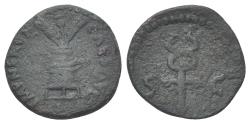 Ancient Coins - Nerva (96-98). Æ Quadrans. Rome. Modius  R/ Winged caduceus