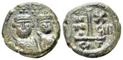 Ancient Coins - Heraclius (AD 610-641). Æ 10 Nummi. Catania, year 19 (628/9).