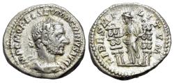 Ancient Coins - Macrinus (AD 217-218). AR Denarius. Rome. Bust of Macrinus. R/Fides