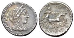 Ancient Coins - ROME REPUBLIC Pub. Crepusius, C. Mamilius Limetanus, and L. Censorinus, Rome, 82 BC. AR Denarius EXTREMELY FINE