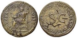 Ancient Coins - Divus Vespasian (died AD 79). Æ Sestertius. Rome, 80-1. TIBER PATINA - RARE