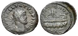 Ancient Coins - Allectus (Romano-British Emperor, AD 293-296). Æ Quinarius. Londinium (London) mint. Struck circa AD 294-295/296.  R/ GALLEY