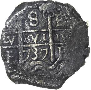 World Coins - Bolivia, Philip V (1700-1746), silver Cob of 8 Reales, 1737 PE, Potosi. In NGC holder graded VF 35 (2775554-004)