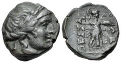 Ancient Coins - Thessaly, Thessalian League, c. 196-27 BC. Æ 19mm R/ Athena Itonia