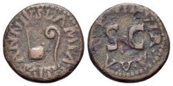 Ancient Coins - Augustus (27 BC-AD 14). Æ Quadrans. Rome. Lamia, Silius, Annius, moneyers, 9 BC. Simpulum and lituus. R/ Large S • C