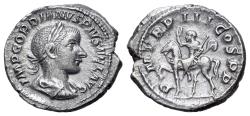 Ancient Coins - Gordian III (238-244). AR Denarius. Rome, AD 240. R/ Gordian on horseback