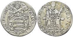World Coins - Italy, Papal States. Ancona, Paolo IV (1555-1559). AR Testone