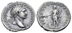 Ancient Coins - Trajan (AD 98-117). AR Denarius, Rome, circa 106-107. R/ GNIUS