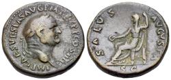 Ancient Coins - Vespasian (AD 69-79). Æ Sestertius. Rome mint. Struck AD 71. R/ SALUS